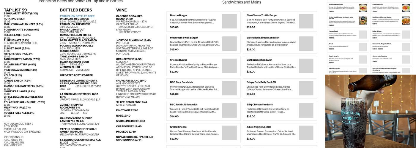 Perihelion Brewery Menu