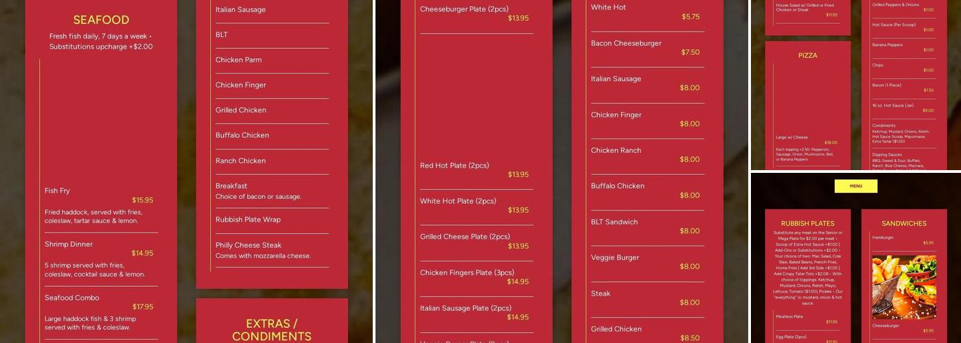 Perinton Hots Menu