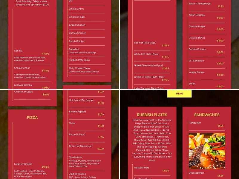 Perinton Hots Menu