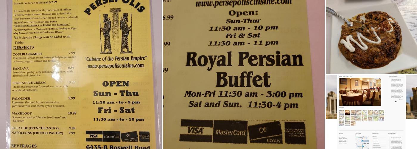 Persepolis Persian Cuisine Menu