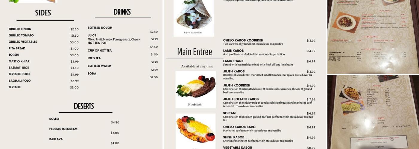 Persia House of Kabob Menu