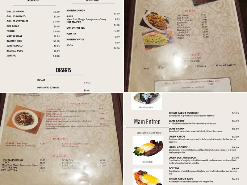Persia House of Kabob Menu