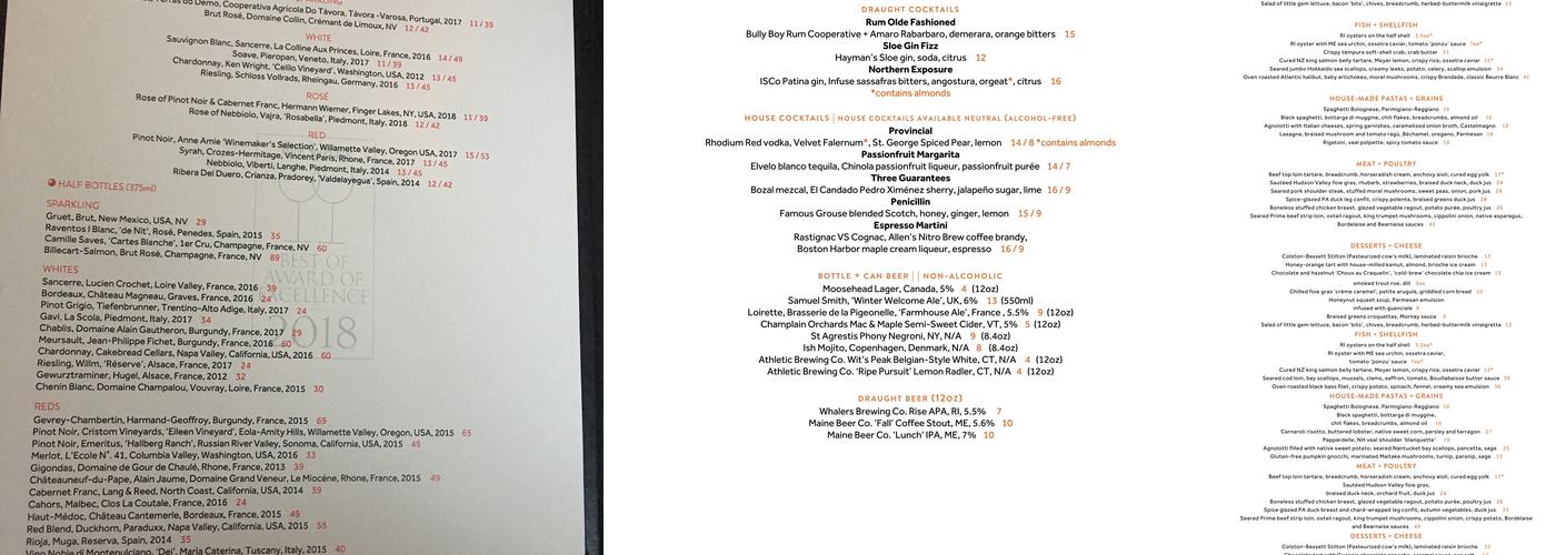 Persimmon Menu
