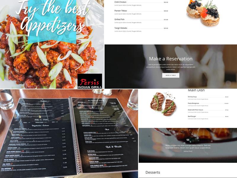 Persis Indian Grill Menu