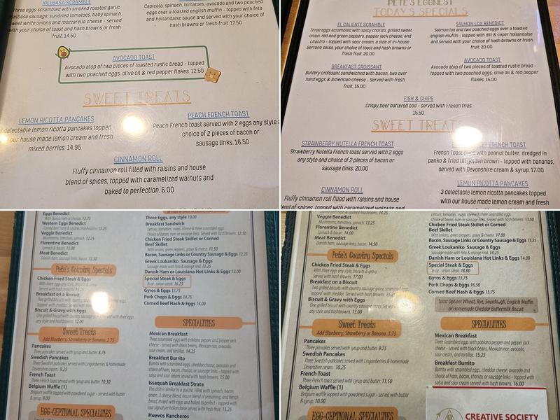 Pete's Eggnest Menu