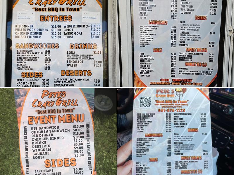 Pete's Crazy Grill Menu
