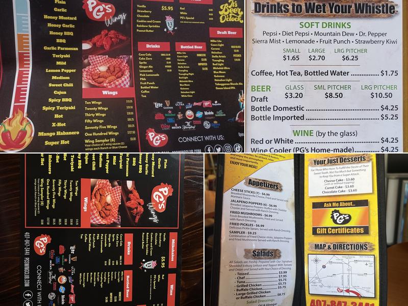 P G's Wings & More Menu