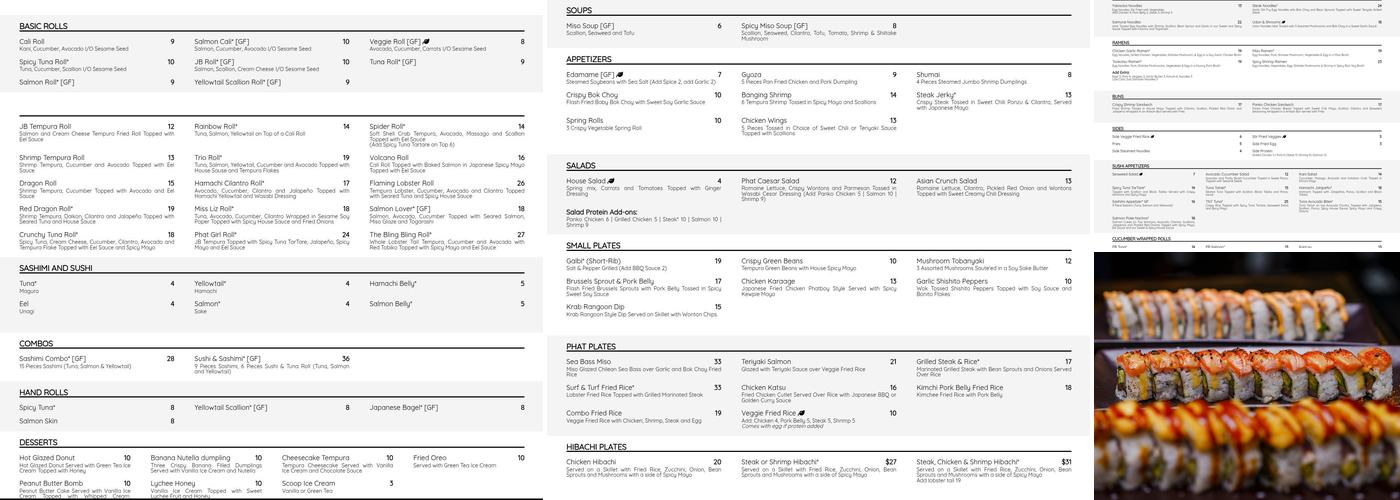 Phat Boy Sushi, Kitchen & Bar - Downtown Menu