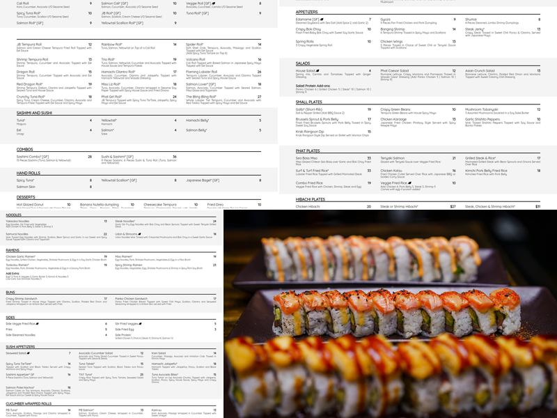 Phat Boy Sushi, Kitchen & Bar - Downtown Menu