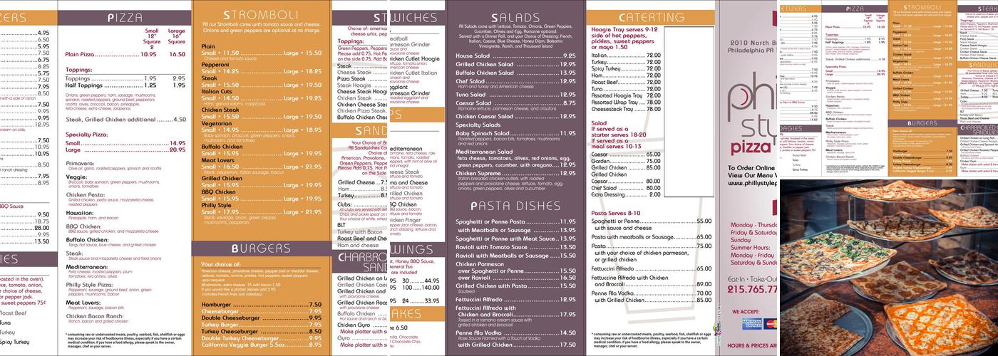 Philly Style Pizza and Grill Menu