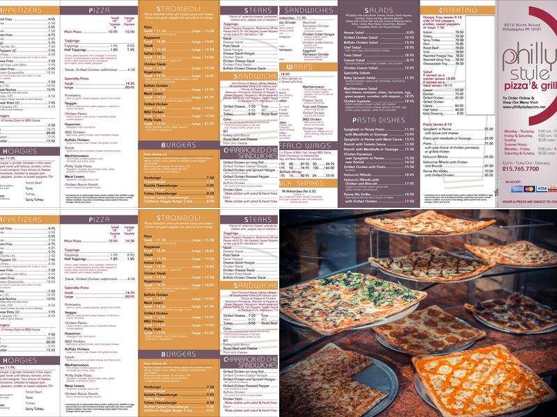 Philly Style Pizza and Grill Menu