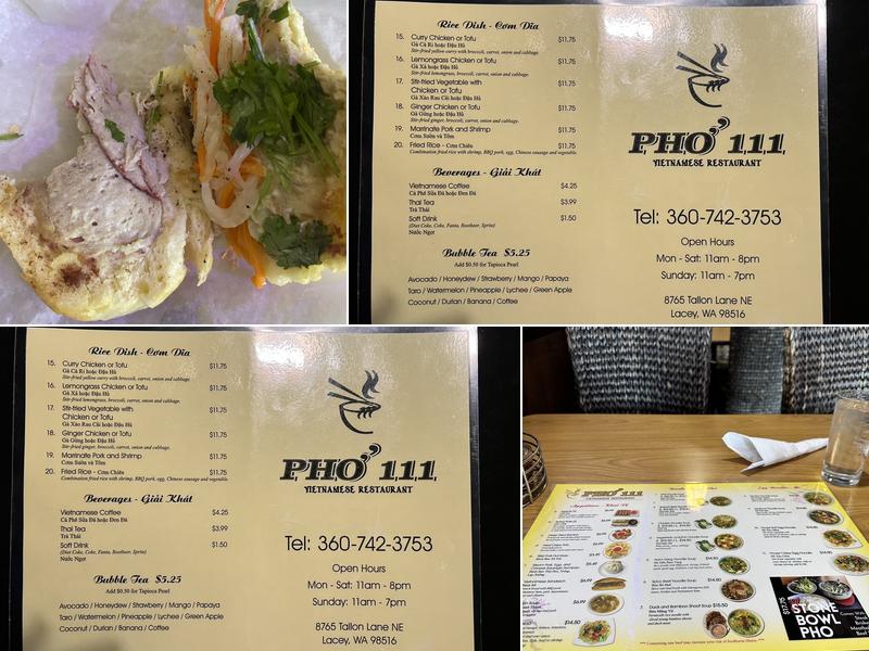 Pho 111 Menu