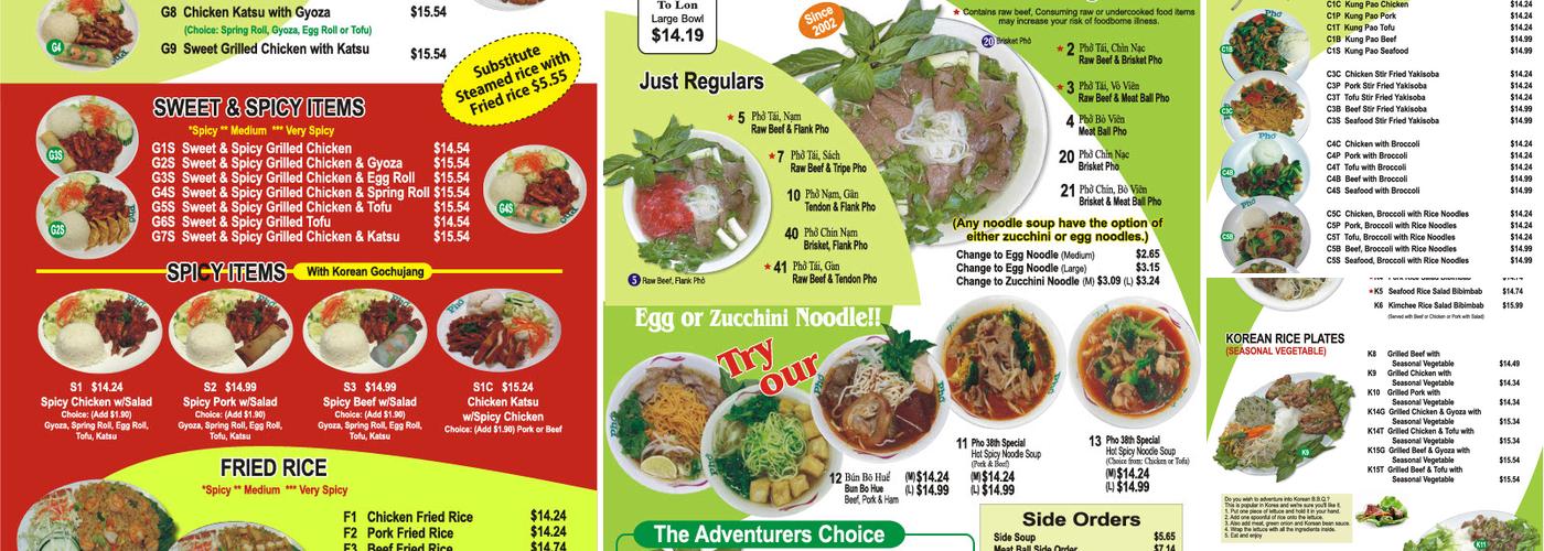 Pho 38th Menu