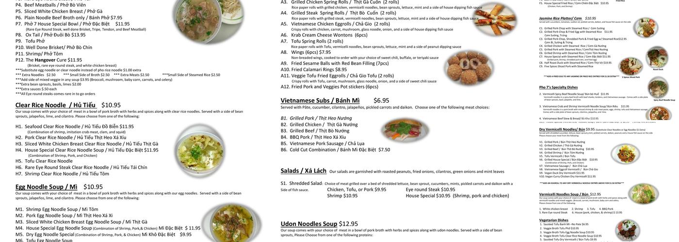 Phở 7 Menu