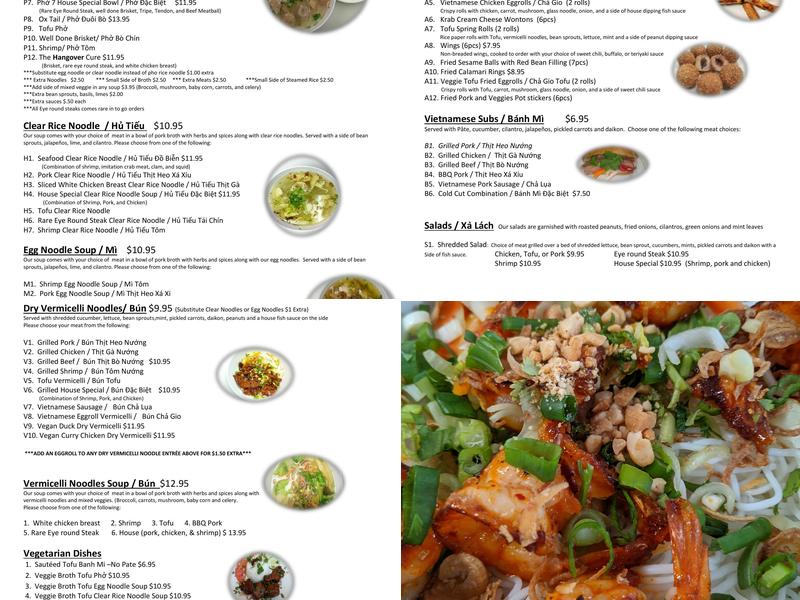 Phở 7 Menu