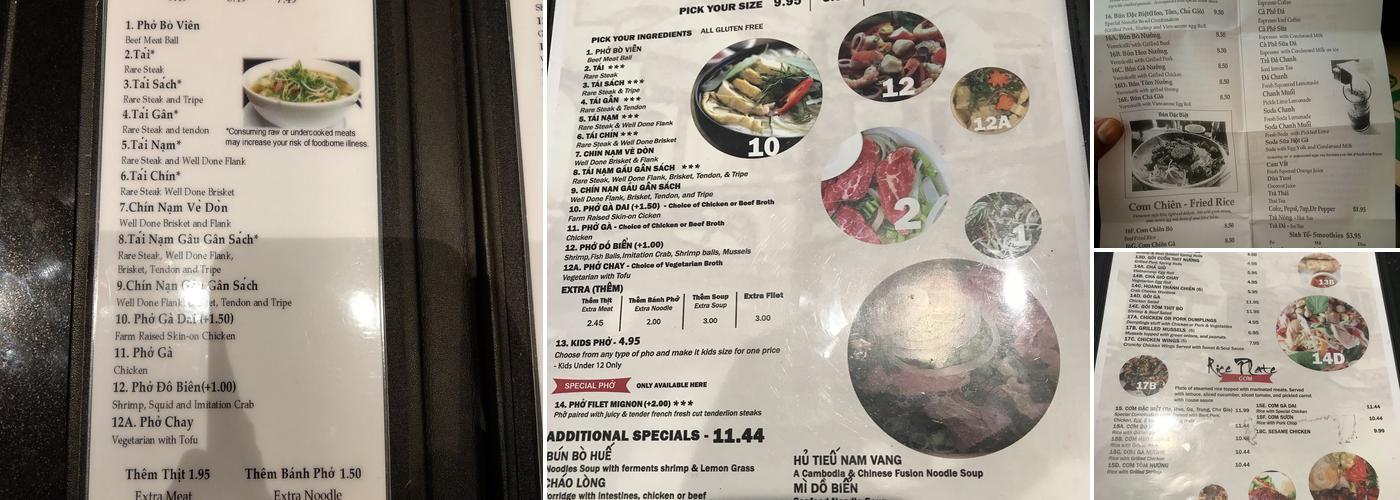 Phở 75 Menu