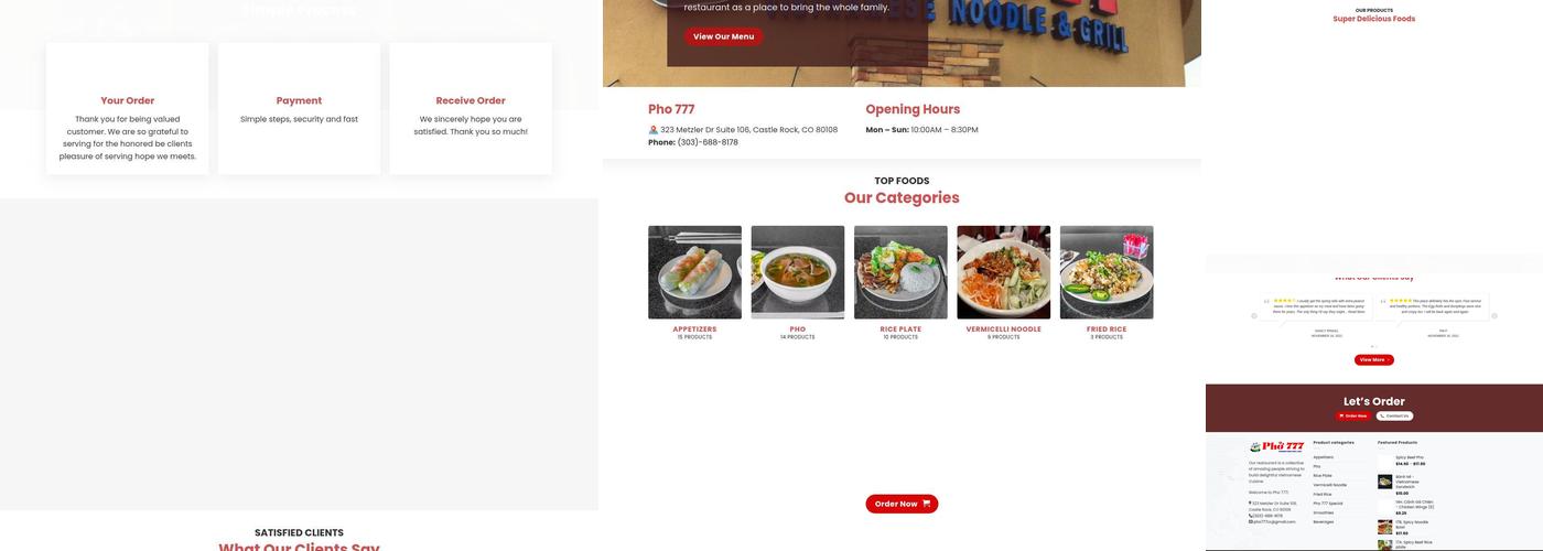 Phở 777 Menu