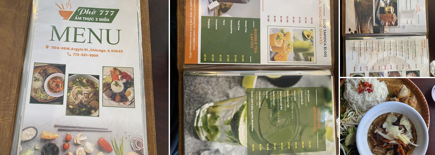 Phở 777 Menu