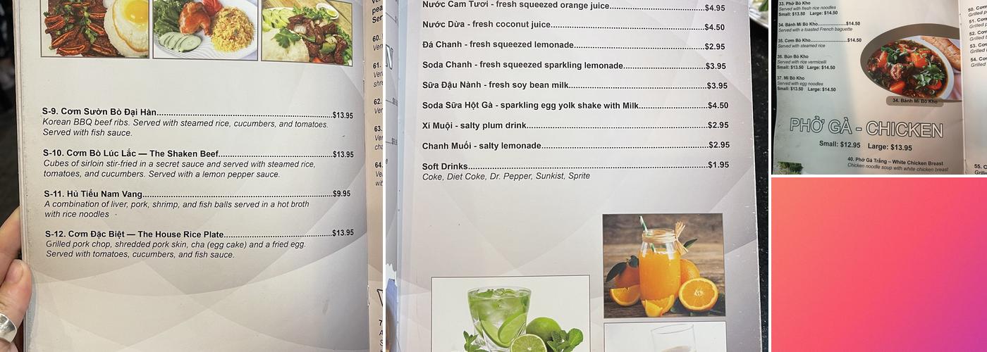 Phở 95 Asian Fusion and Vietnamese Menu