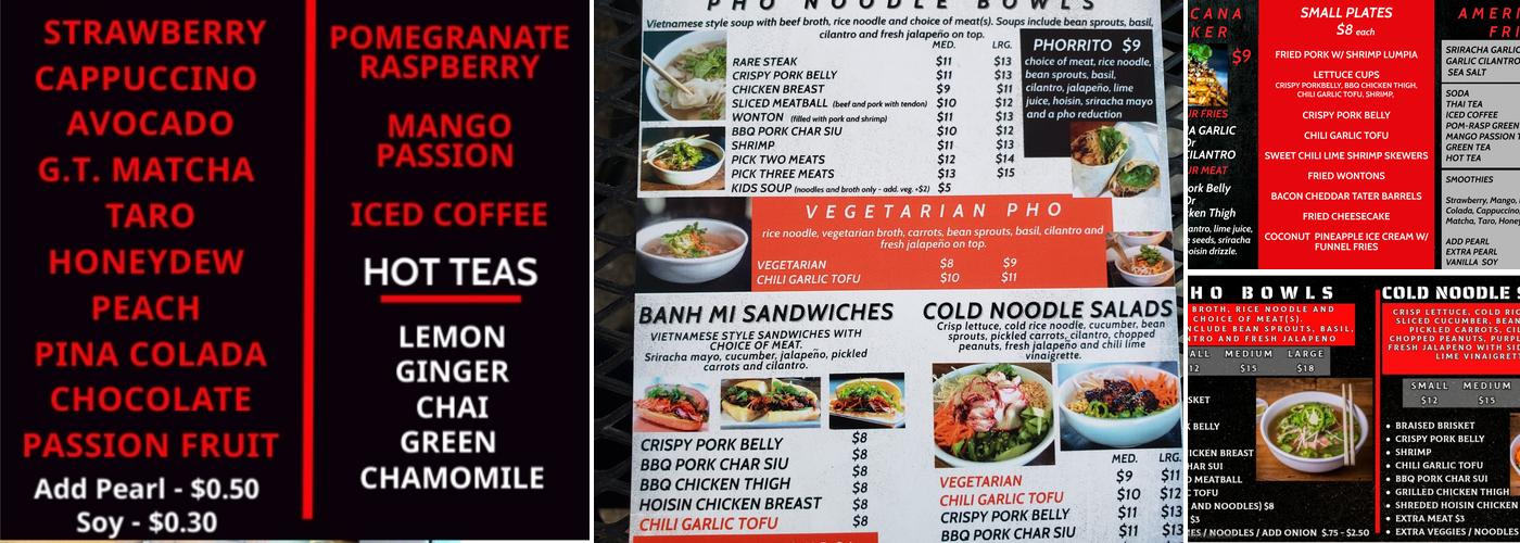 Pho Americana Menu