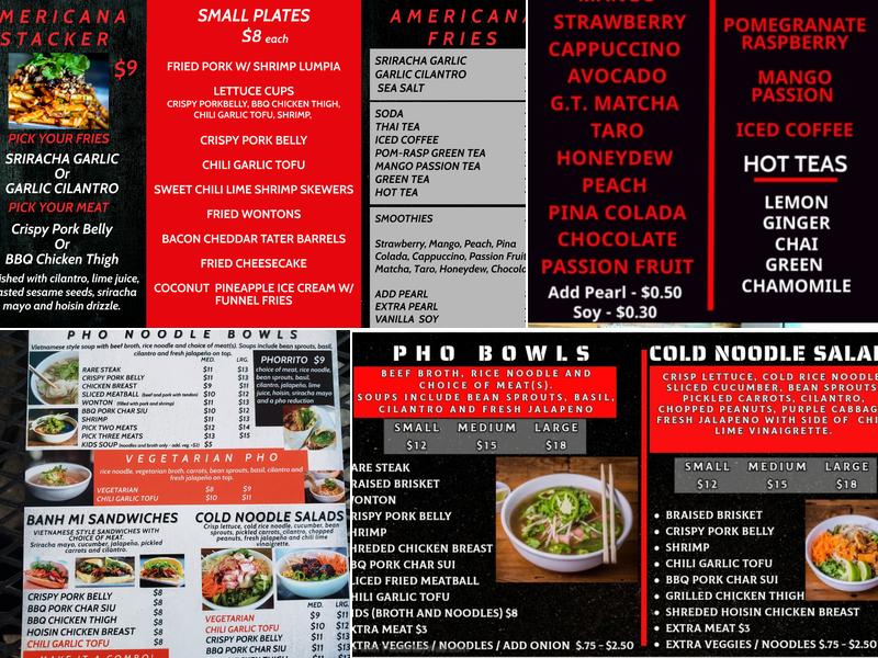 Pho Americana Menu