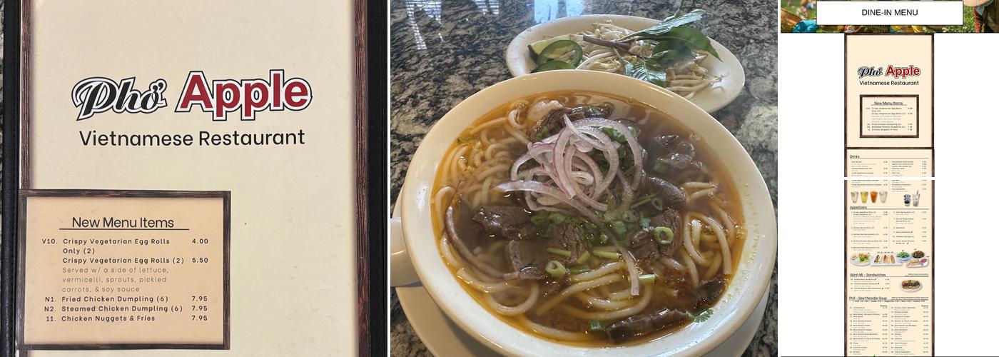 Phở Apple Menu