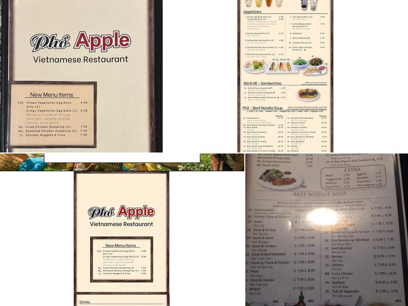 Phở Apple Menu