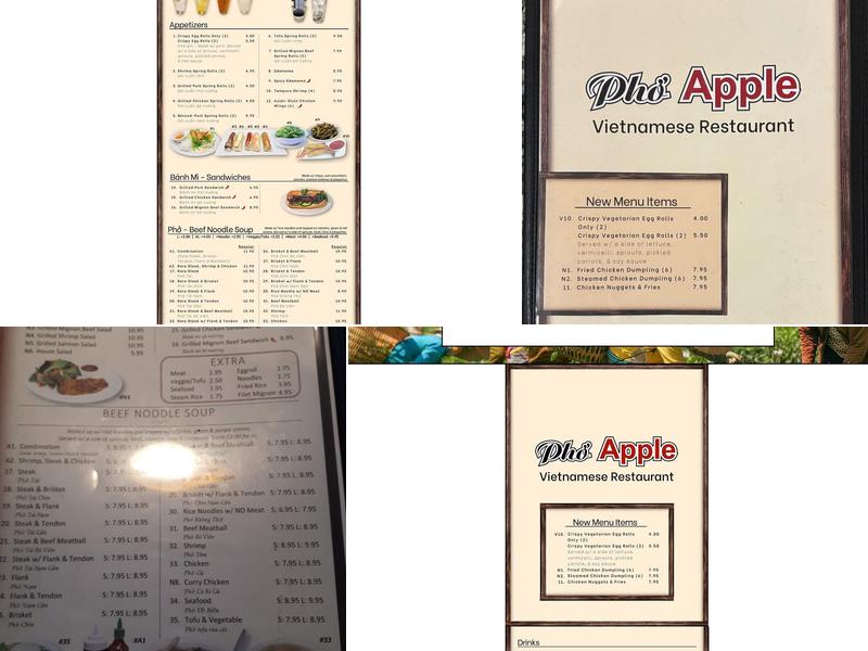 Phở Apple Menu