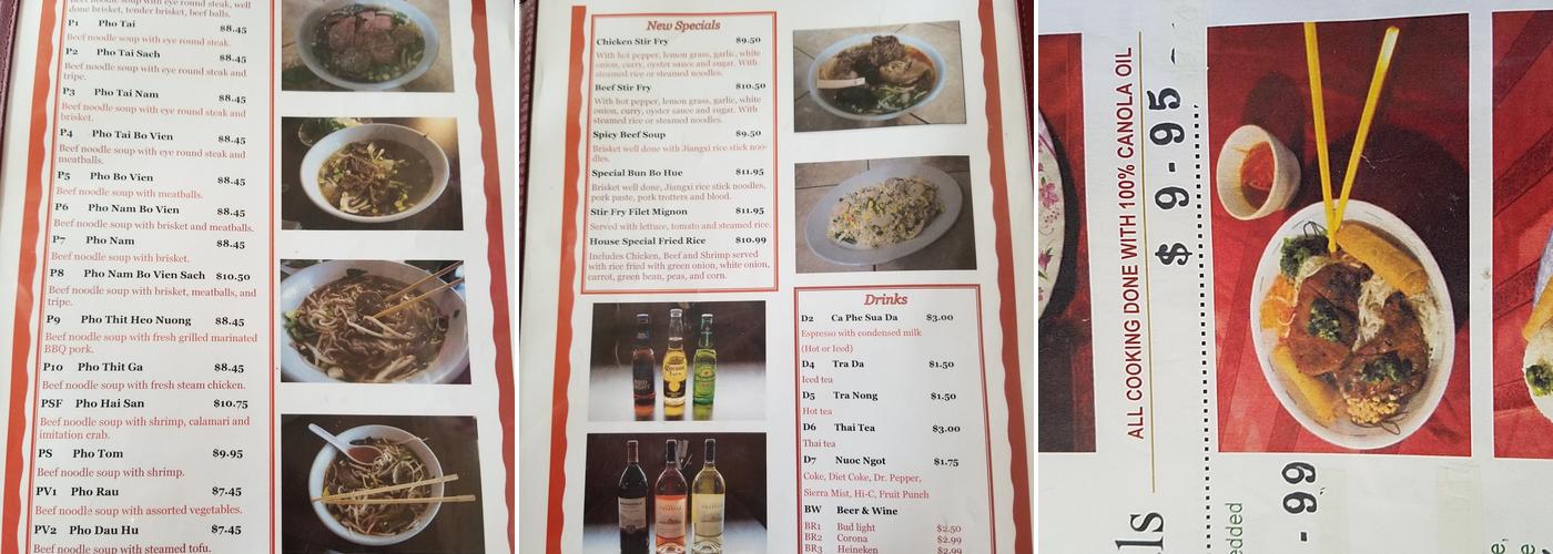 Pho Bac Menu