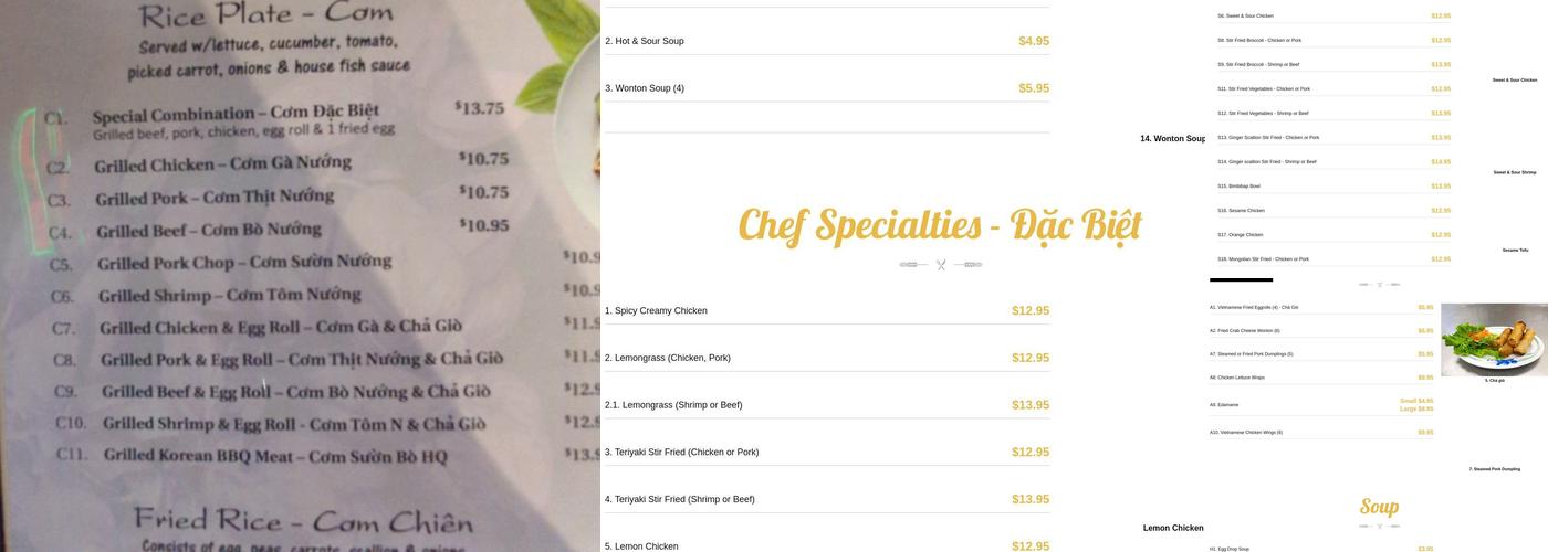 Saigon Basil Menu