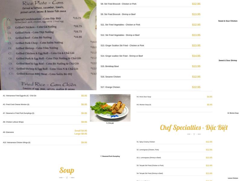 Saigon Basil Menu