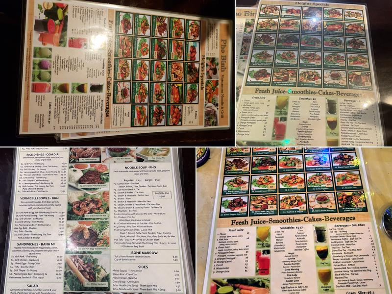 Pho Binh Menu