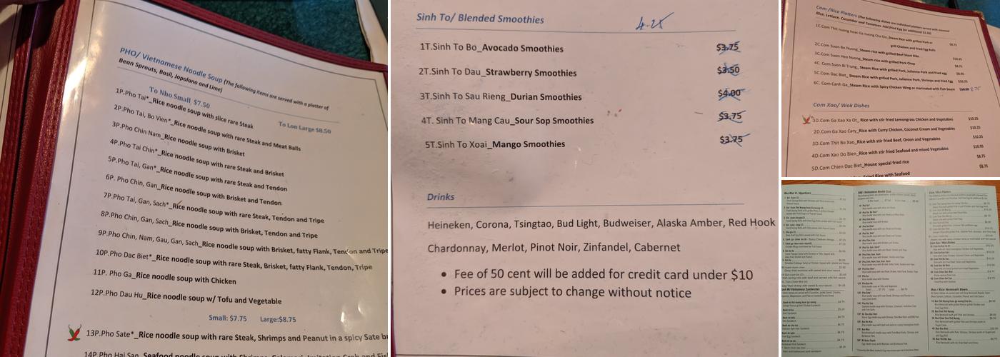 Phở Bothell Menu