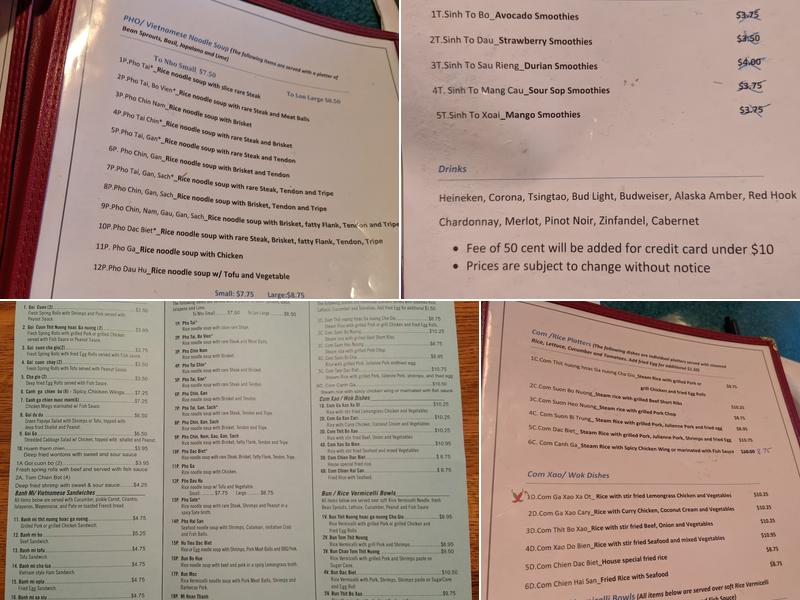 Phở Bothell Menu