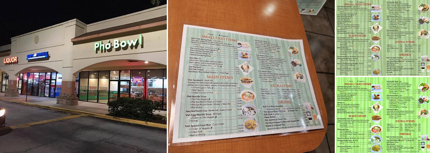 Phở Bowl Clearwater Menu