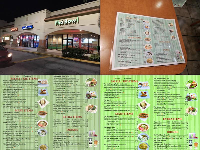 Phở Bowl Clearwater Menu