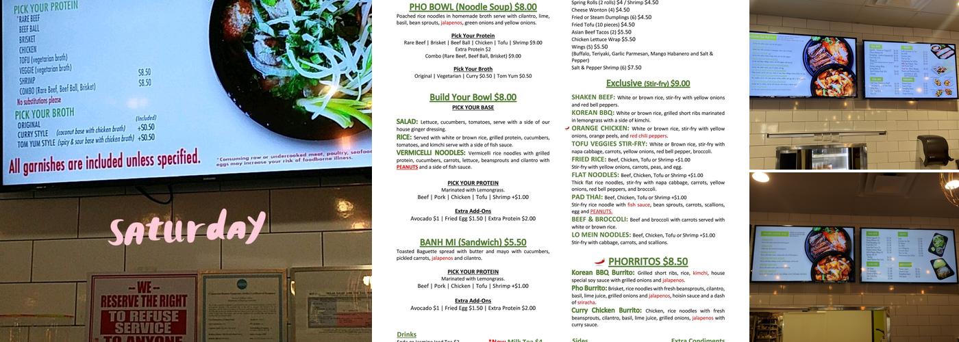 Pho Bowl Menu
