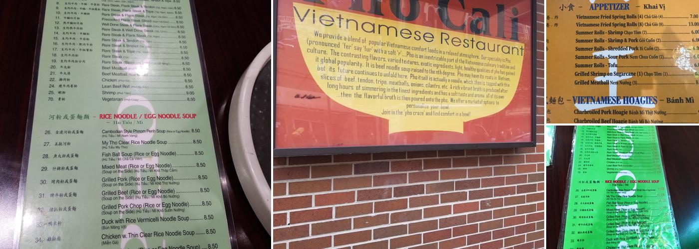 Pho Cali Menu