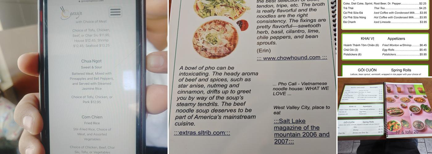 Phở Cali Menu