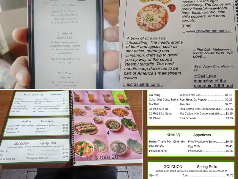 Phở Cali Menu