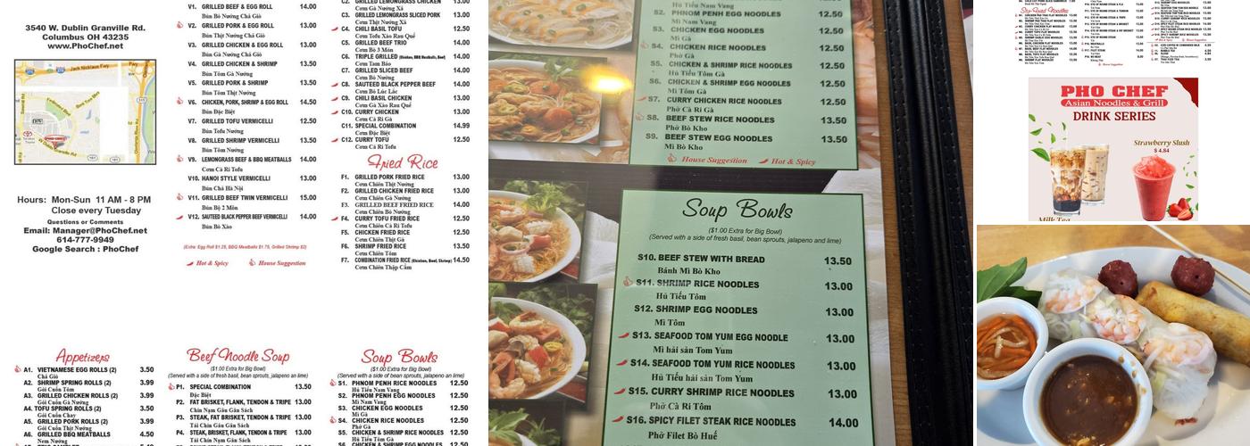 Pho Chef Menu