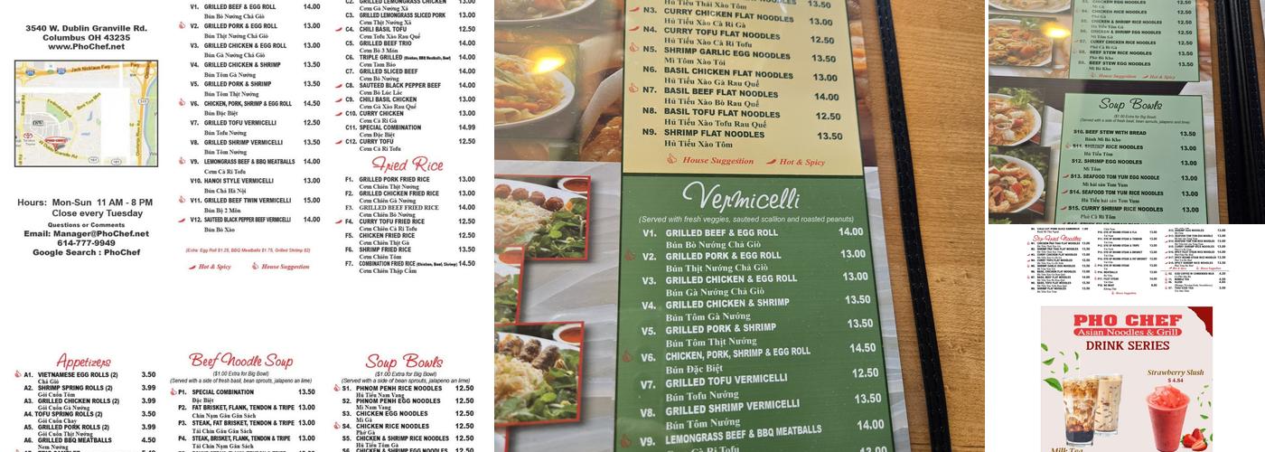 Pho Chef Menu