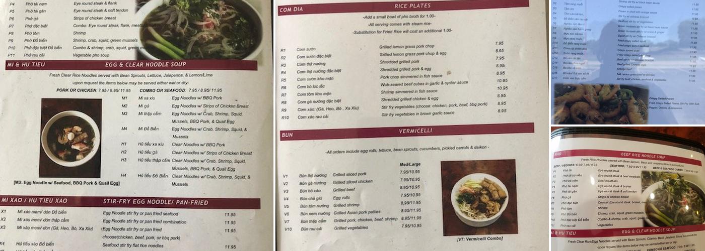 Pho Da Cao Menu