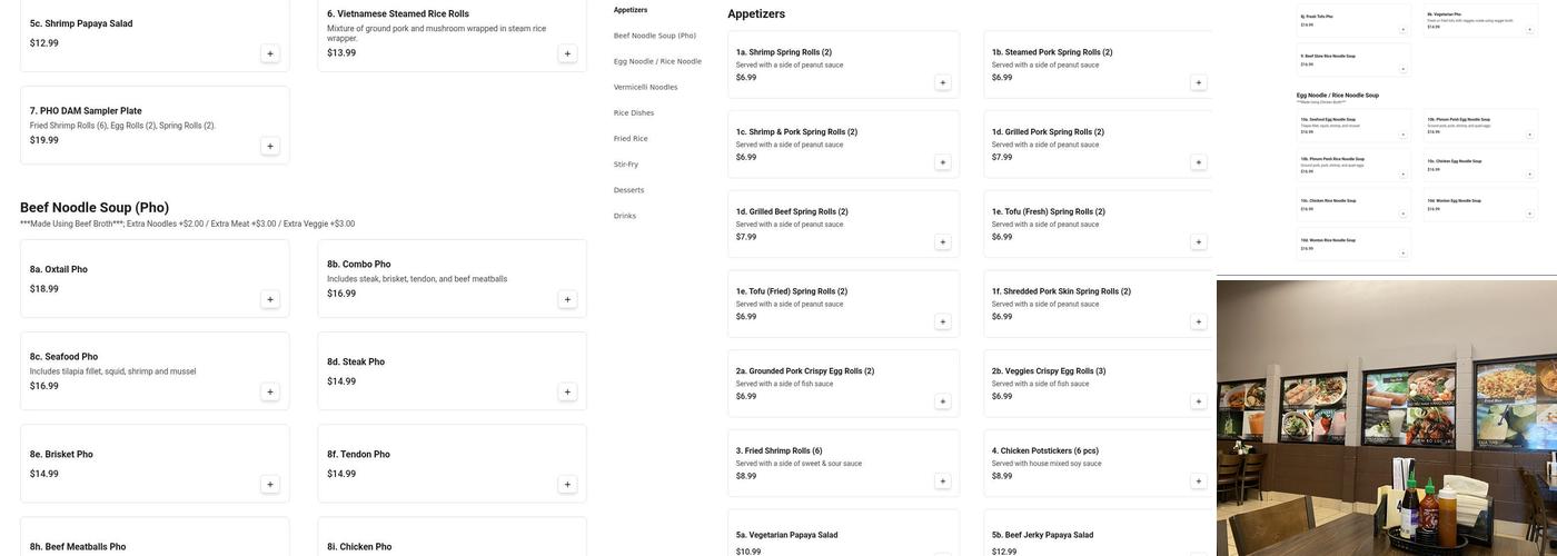 Pho Dam Menu