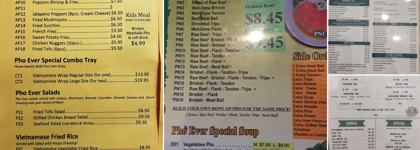Pho&Mi Menu