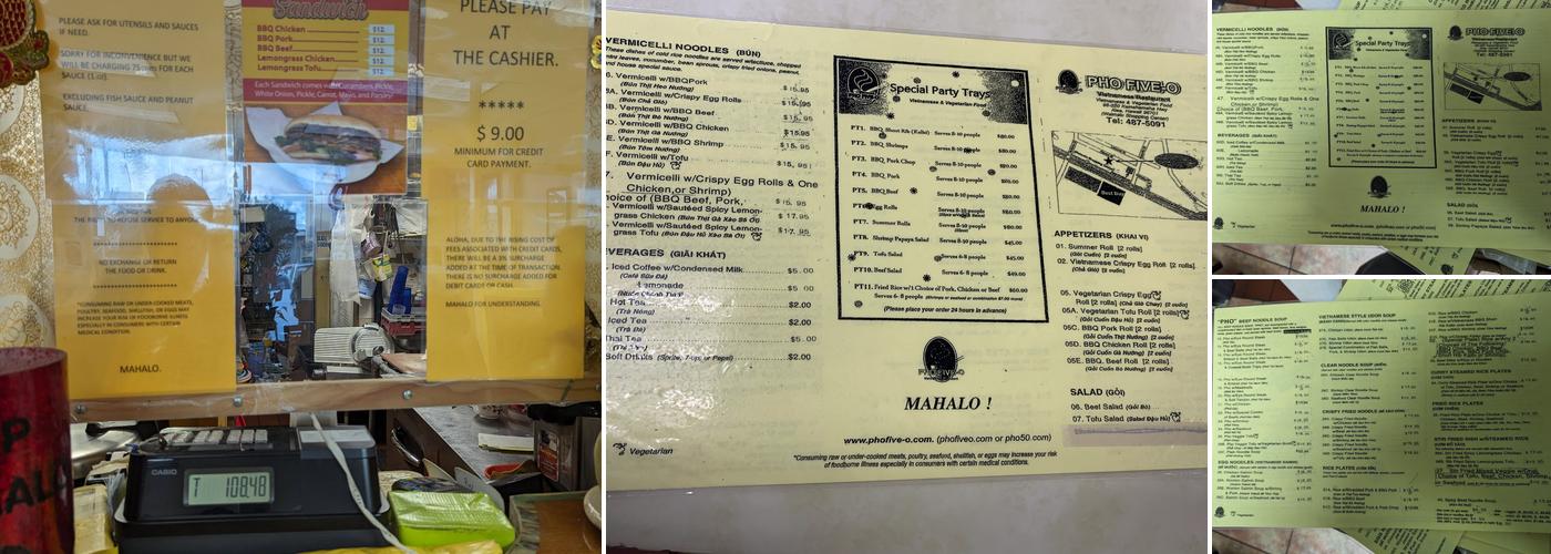 Phở Five-O Menu