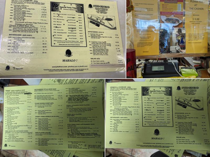 Phở Five-O Menu