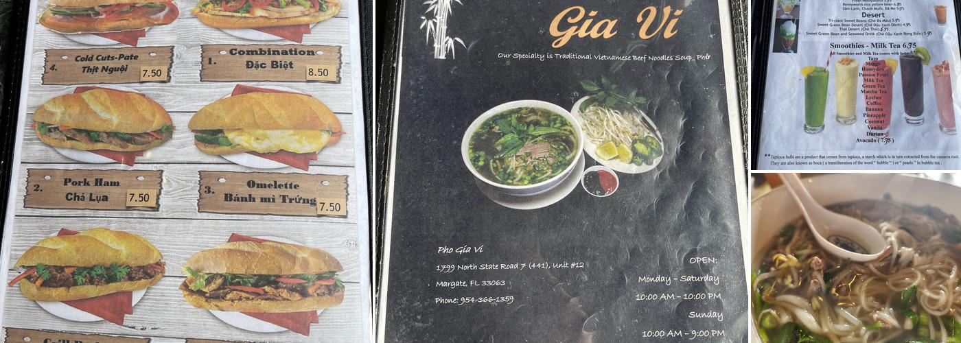 Pho Gia Vi Menu