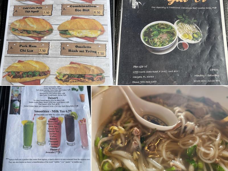 Pho Gia Vi Menu