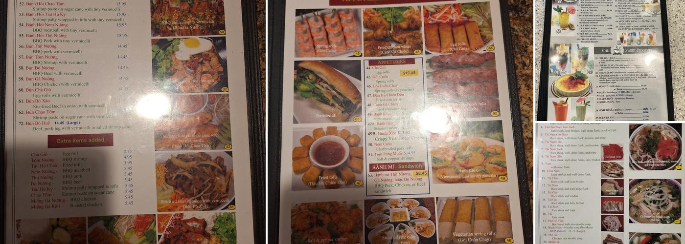 Phở Hà Menu